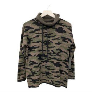 Rachel Zoe Camo Print Fold-Over Neck Sweater